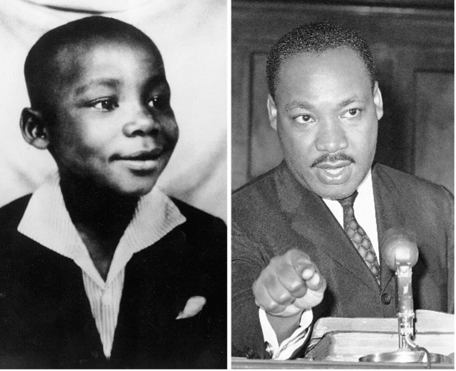 Dr. Martin Luther King, Jr. as an adult and as a child